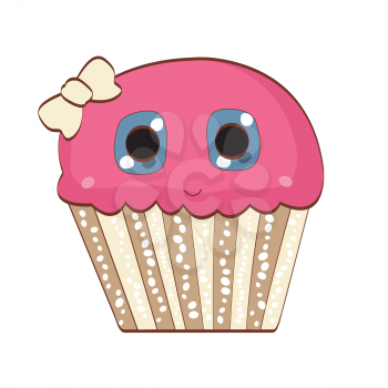 Sweet Tasty Cupcake on White Vector Illustration EPS10