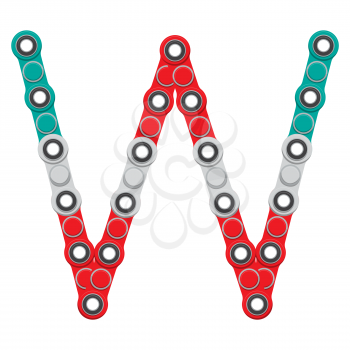 Alphabet from the New popular anti-stress toy Spinner. Letter W. Vector Illustration. EPS10