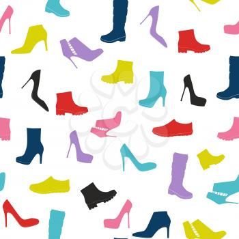 Shoes Silhouette Seamless Pattern Background Vector Illustration EPS10