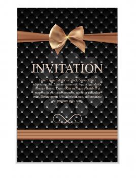 Vintage Wedding Invitation with Bow and Ribbon Template Vector Illutsration EPS10