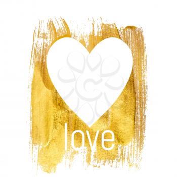 Gold Paint Glittering Textured Heart Art Illustration. Vector Illustration EPS10