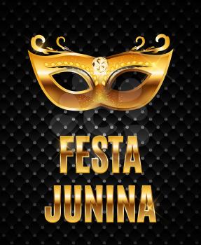 Festa Junina Holiday Background. Traditional Brazil June Festival Party. Midsummer Holiday. Vector illustration with Ribbon and Flags. EPS10