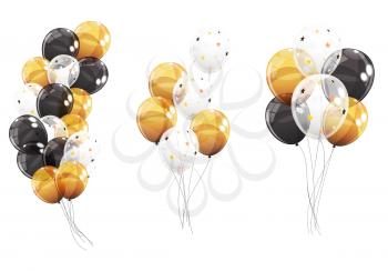 Group of Colour Glossy Helium Balloons Isolated on White Background. Vector Illustration EPS10