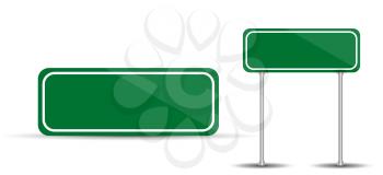 Road Sign Isolated on White Background Blank green traffic. Vector Illustration. EPS10