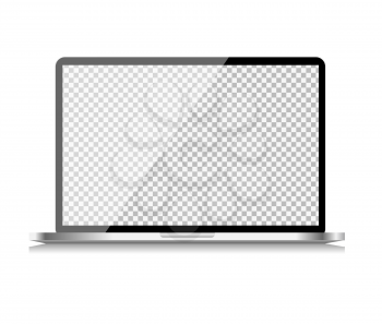 Realistic Computer Laptop with Transparent Wallpaper on Screen Isolated on White Background. Vector Illustration EPS10