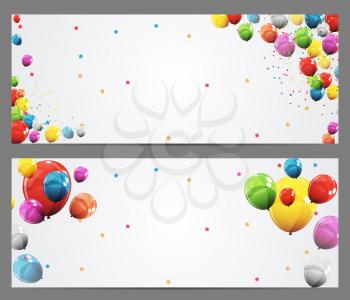 Party Background Baner and Balloons Vector Illustration. EPS10