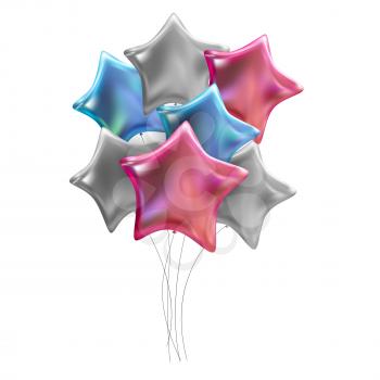 Group of Colour Glossy Helium Balloons Isolated on White Background. Vector Illustration EPS10