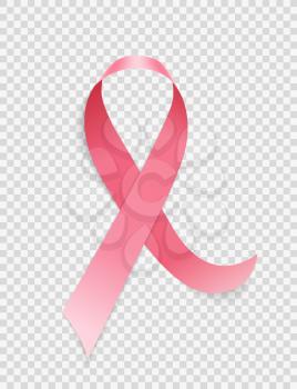 Breast Cancer Awareness Month Pink Ribbon Sign on Transparent Background Vector Illustration EPS10