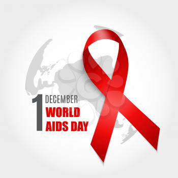 December 1 World AIDS Day Background. Red Ribbon Sign. Vector Illustration EPS10