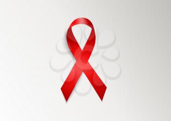 December 1 World AIDS Day Background. Red Ribbon Sign Isolated on Light Background. Vector Illustration EPS10
