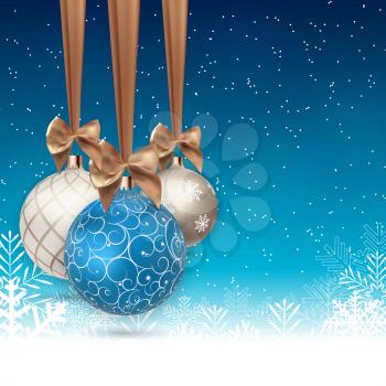 Happy New Year and Merry Christmas Winter Background with Ball  Vector Illustration EPS10
