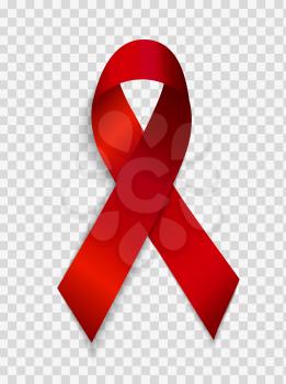 December 1 World AIDS Day Background. Red Ribbon Sign Isolated on Transparent Background. Vector Illustration EPS10