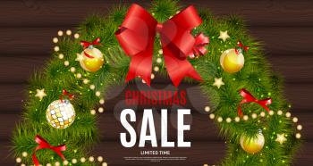 Christmas and New Year Sale Background, Discount Coupon Template. Vector Illustration eps10