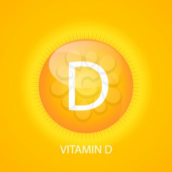 Vitamin D Icon with Sun Vector Illustration EPS10