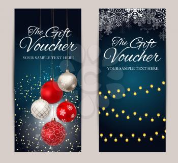 Christmas and New Year Gift Voucher, Discount Coupon Template Vector Illustration EPS10