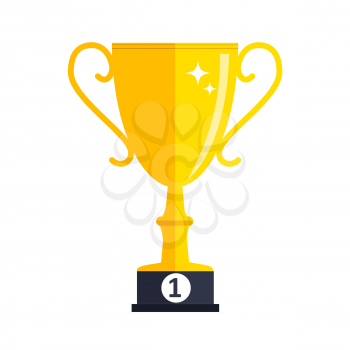 Concept on Success. Gold Trophy Cup Award Icon. Vector Illustration EPS10