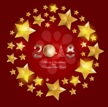 2018 New Year and Merry Christmas Background. Vector Illustration EPS10