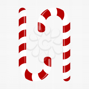 Sweet candy cane. Decoration for the new year. Vector Illustration. EPS10