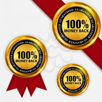 Gold Label 100% Money back Template. Vector Illustration EPS10
