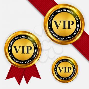 Vector VIP Members Only Gold Sign, Label Template EPS10