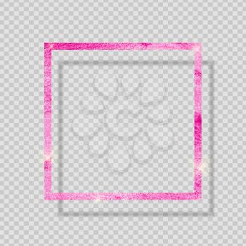 Pink Paint Glittering Textured Frame on Transparent Background. Vector Illustration EPS10