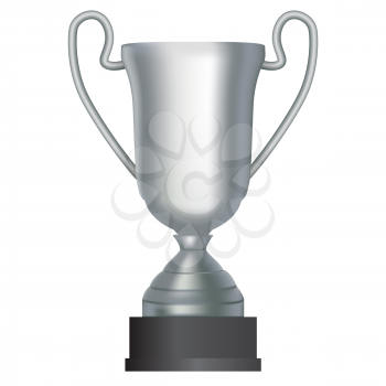 Silver winner cup second place on white background. Vector Illustration. EPS10