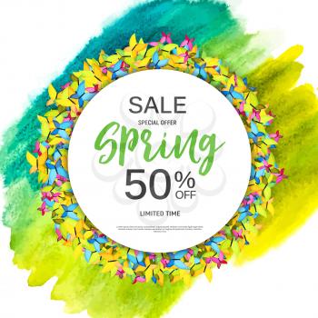 Abstract Design Spring Sale Banner Template. Vector Illustration EPS10