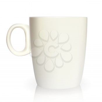 Realistic 3D model of cup white color. Vector Illustration. EPS10