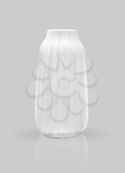 Realistic 3D model of vase white color on gray background. Vector Illustration. EPS10