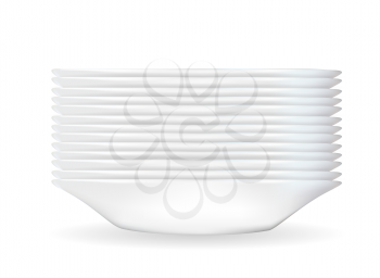 Realistic 3D model of a deep white dish. Vector Illustration. EPS10