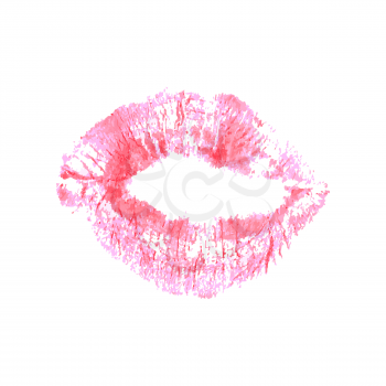 Naturalistic Lips Painted with red lipstick. Vector Illustration. EPS10.