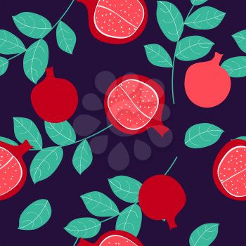 Seamless pattern with pomegranate fruits background. Vector Illustration EPS10
