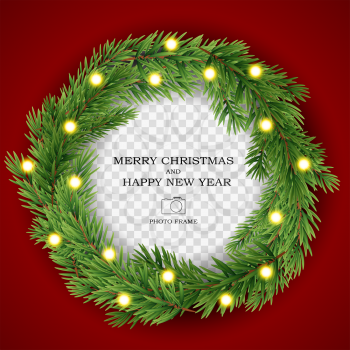 Merry Christmas and Happy New Year Photo Frame Template. Vector Illustration EPS10