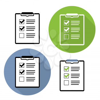 Check List Sign Flat Icon Collection Set Vector Illustration EPS10