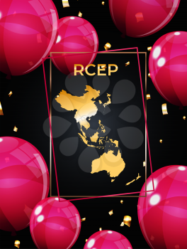 Holiday concept Modern Regional Comprehensive Economic Partnership RCEP map. Vector Illustration. EPS10