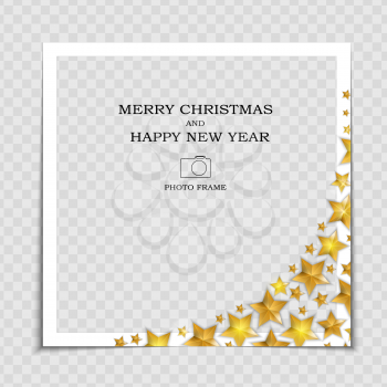 Merry Christmas and Happy New Year Photo Frame Template. Vector Illustration EPS10