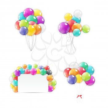 Holiday Balloons collection set icons. Can be used for advertisment, promotion and birthday card or invitation. Vector Illustration EPS10