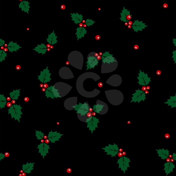 Christmas Holly Berry Seamless Pattern Background. Vector illustration