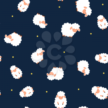 Animal seamless pattern background with sheep. Vector illustration