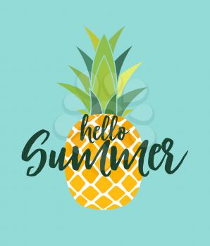 Hello Summer Concept. Tropic fruit Pineapple icon symbol design. Vector Illustration EPS10