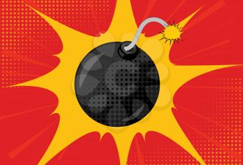 Background with Bomb in Pop Art Style. Vector Illustration EPS10