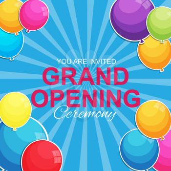 Grand Opening Card with Balloons Background. Vector Illustration EPS10