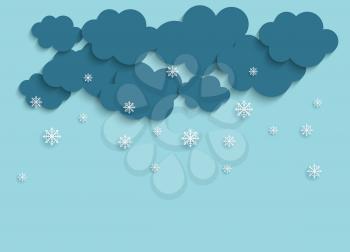 Abstract Paper Clouds with Snowflakes Vector Illustration EPS10