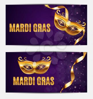 Mardi Gras Party Mask Holiday Poster Background. Vector Illustration EPS10