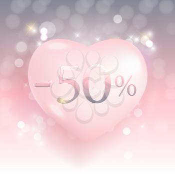 Valentines Day Holiday Discount banner Sale poster. Vector Illustration EPS10