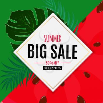 Abstract Summer Sale Background with Fresh Fruits. Vector Illustration EPS10