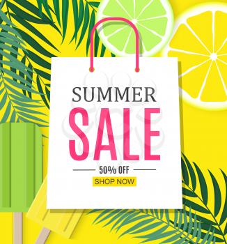 Abstract Summer Sale Background with Shopping Bag. Vector Illustration EPS10