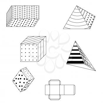 Colored simple geometric shapes on White Background. Vector Illustration. EPS10
