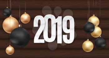 Happy New Year 2019 Background. Vector Illustration EPS10