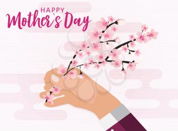 Happy Mother's day greeting card with Sakura flowers background. Vector Illustration EPS10